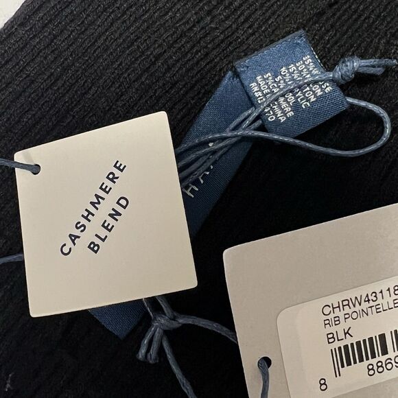 Cole Haan Men's Rib Pointelle Slouchy No Cuff Wool Beanie Hat Black Unisex - Picture 7 of 8